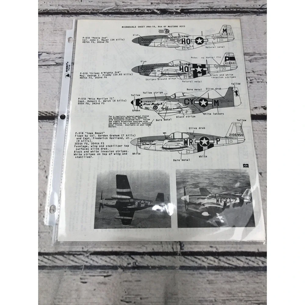 Microscale Decal 1:48 Scale #48-19 8th AF Mustang Aces New